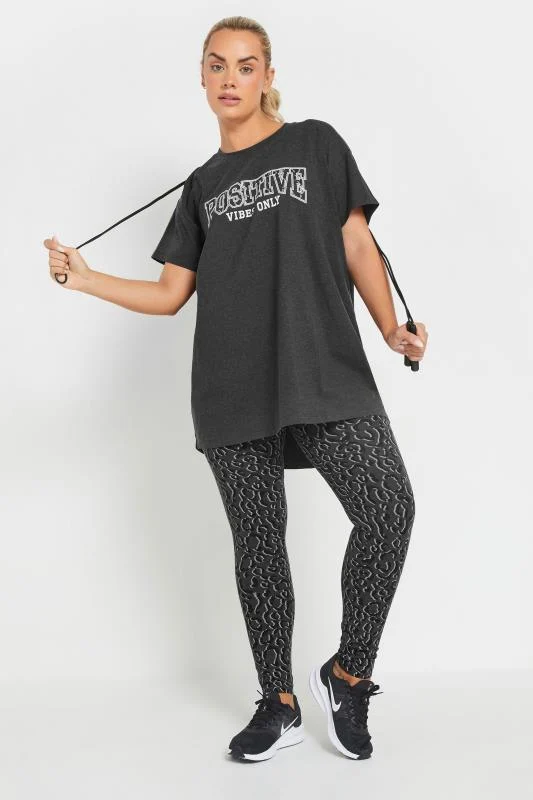 YOURS ACTIVE Curve Grey Leopard Leggings 3 YOURS ACTIVE Curve Grey Leopard Leggings