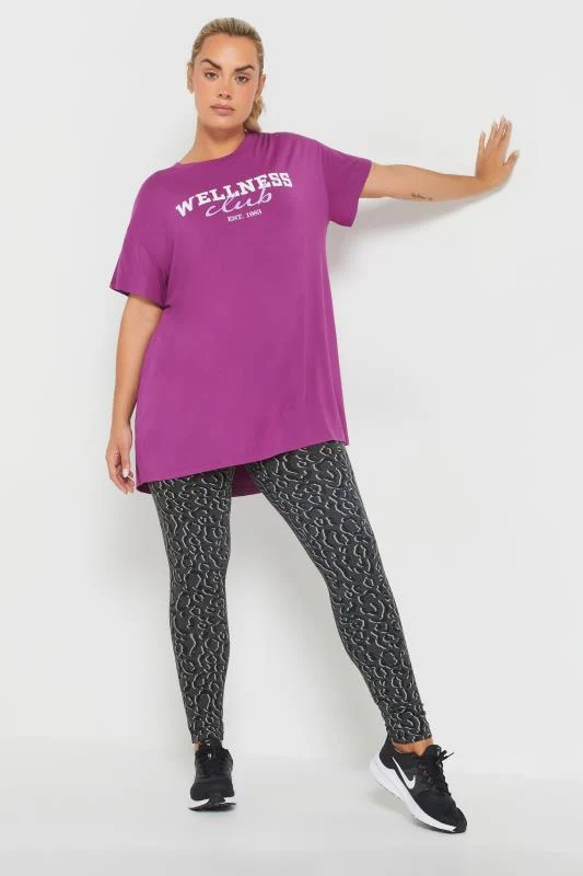 YOURS ACTIVE Curve Grey Leopard Leggings 4 YOURS ACTIVE Curve Grey Leopard Leggings