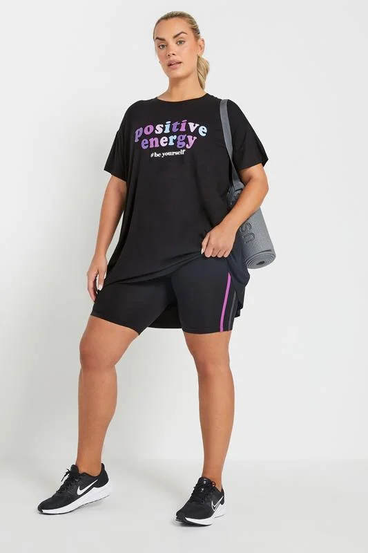 YOURS ACTIVE Curve Black Side Stripe Detail Shorts