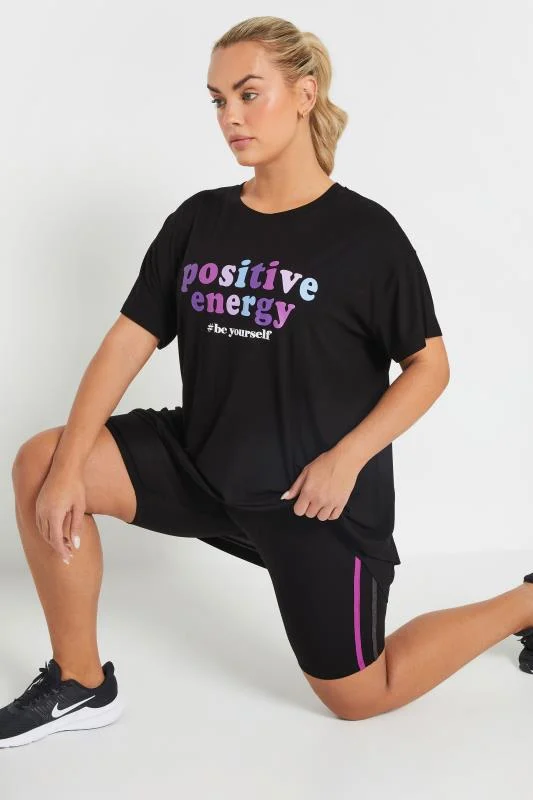 YOURS ACTIVE Curve Black'Positive Energy' Top