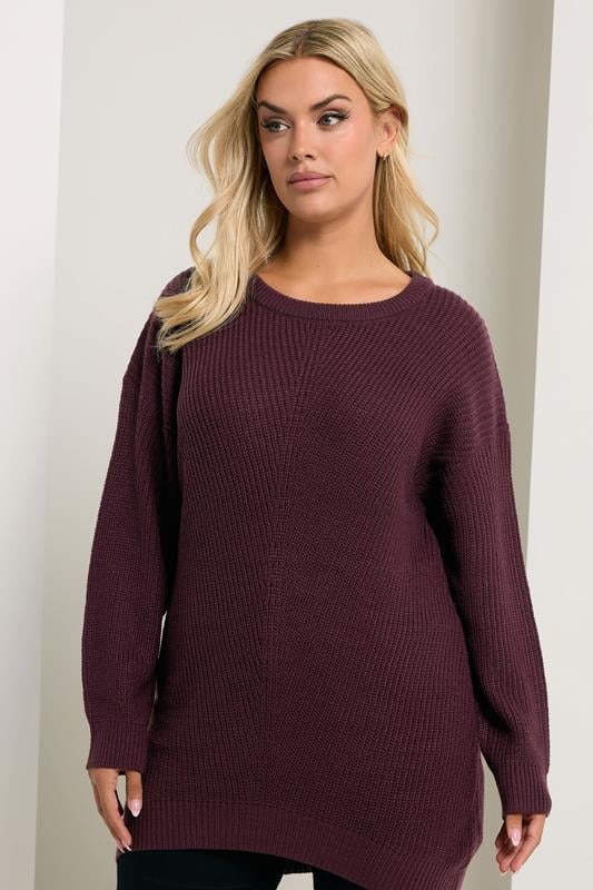 YOURS Curve Dark Purple Essential Knitted Jumper
