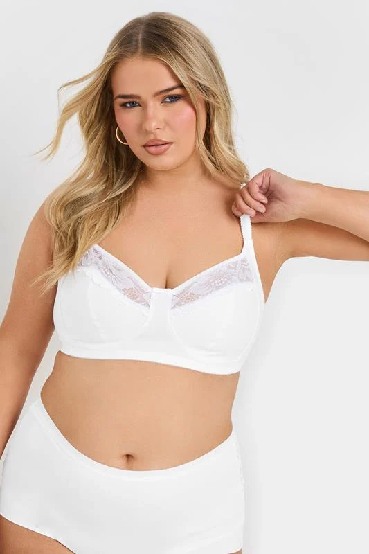 YOURS 2 PACK Blue & White Cotton Lace Trim Non-Padded Non-Wired Bralettes 3 YOURS 2 PACK Blue & White Cotton Lace Trim Non-Padded Non-Wired Bralettes
