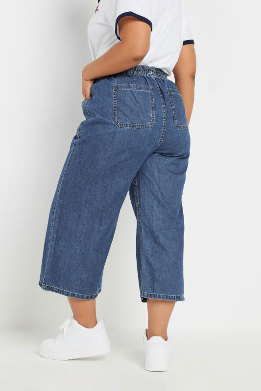 YOURS Curve Blue Wide Leg Cropped Denim Jeans 4 YOURS Curve Blue Wide Leg Cropped Denim Jeans
