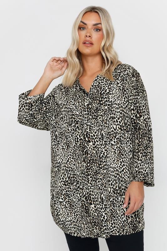 YOURS Curve Brown Leopard Print Blouse