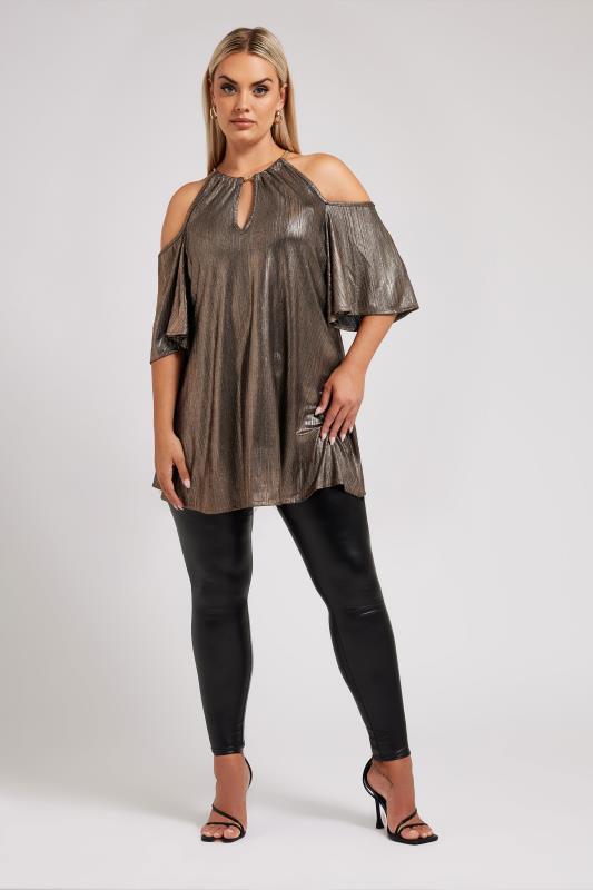 YOURS LONDON Curve Gold Metallic Chain Detail Top 3 YOURS LONDON Curve Gold Metallic Chain Detail Top