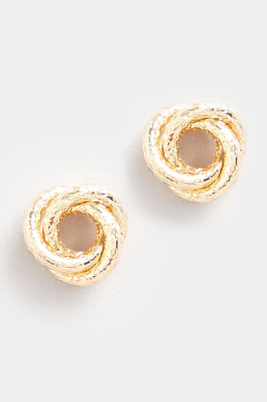 Gold Textured Knot Stud Earrings 3 Gold Textured Knot Stud Earrings