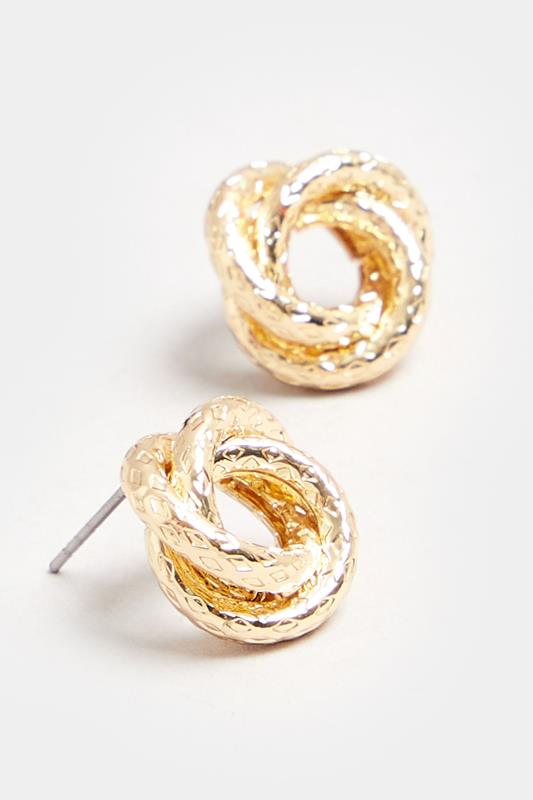 Gold Textured Knot Stud Earrings 4 Gold Textured Knot Stud Earrings