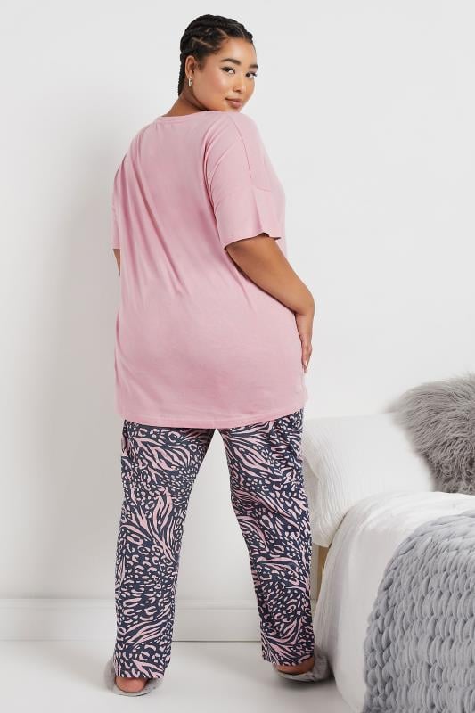 YOURS Curve Pink'Believe' Leopard Print Pyjama Set 4 YOURS Curve Pink'Believe' Leopard Print Pyjama Set