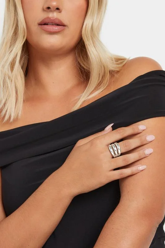 Silver Tone Statement Stretch Ring