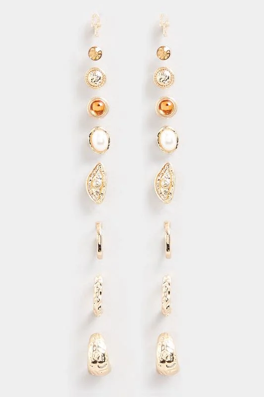 6 PACK Gold Tone Mixed Stud Earrings 4 6 PACK Gold Tone Mixed Stud Earrings