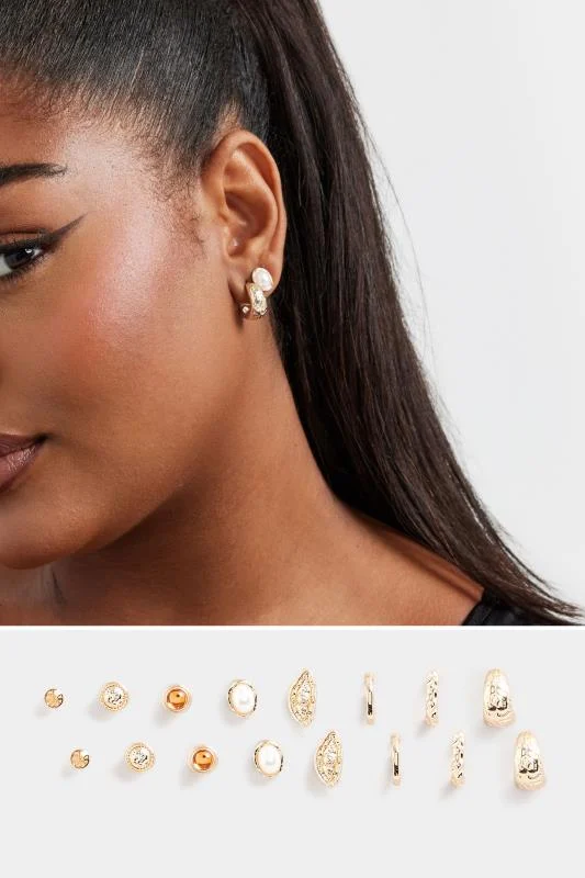 6 PACK Gold Tone Mixed Stud Earrings 5 6 PACK Gold Tone Mixed Stud Earrings
