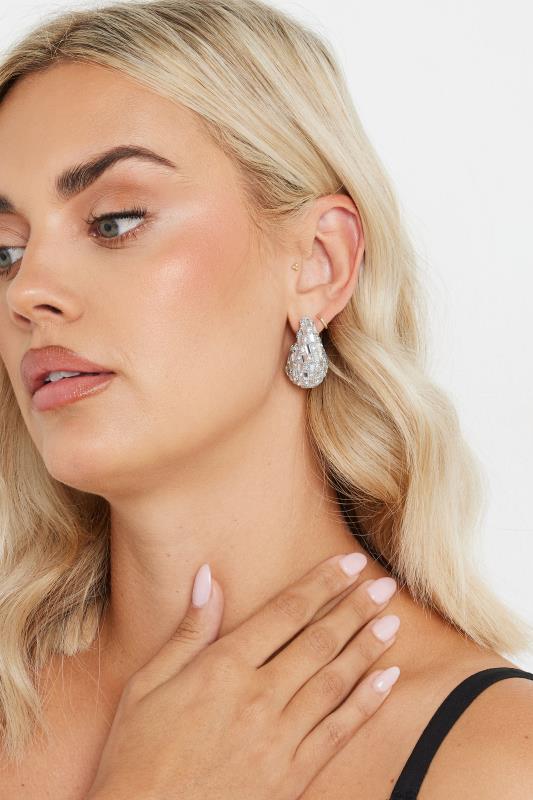 Silver Tone Diamante Tear Drop Earrings
