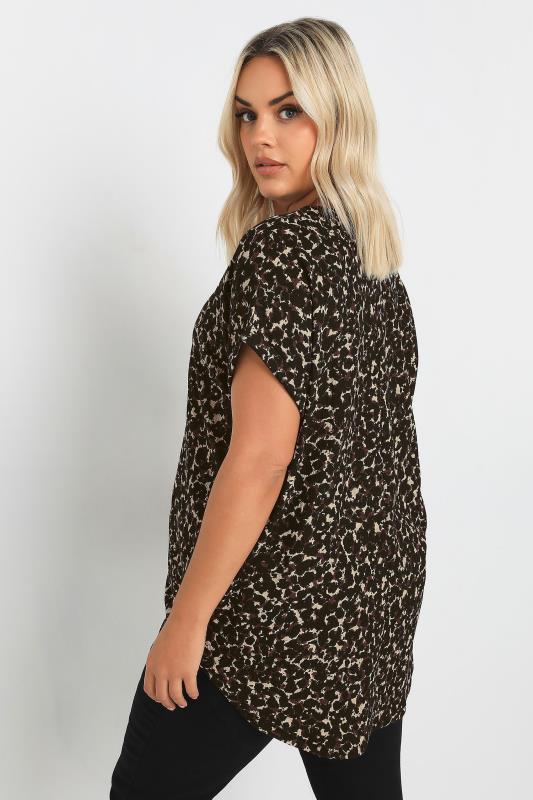 YOURS Curve Brown Leopard Print Textured Top 4 YOURS Curve Brown Leopard Print Textured Top