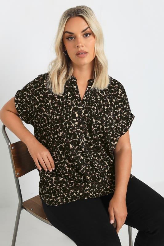 YOURS Curve Brown Leopard Print Textured Top 5 YOURS Curve Brown Leopard Print Textured Top
