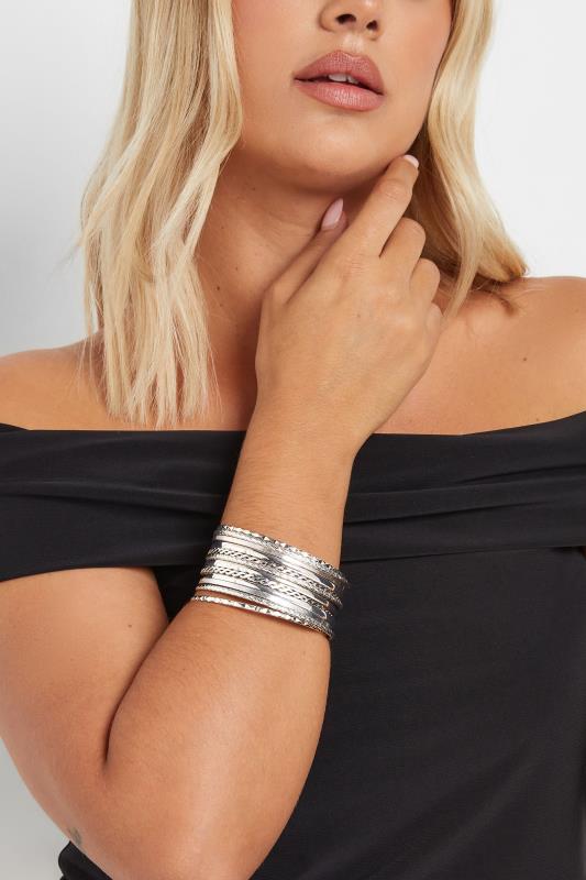 12 PACK Silver Tone Bangle Bracelet Set