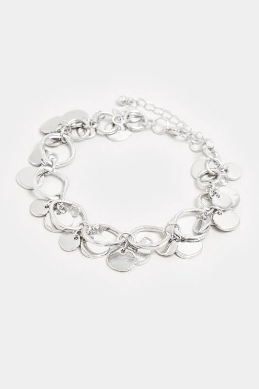 Silver Tone Disc Droplet Bracelet 3 Silver Tone Disc Droplet Bracelet