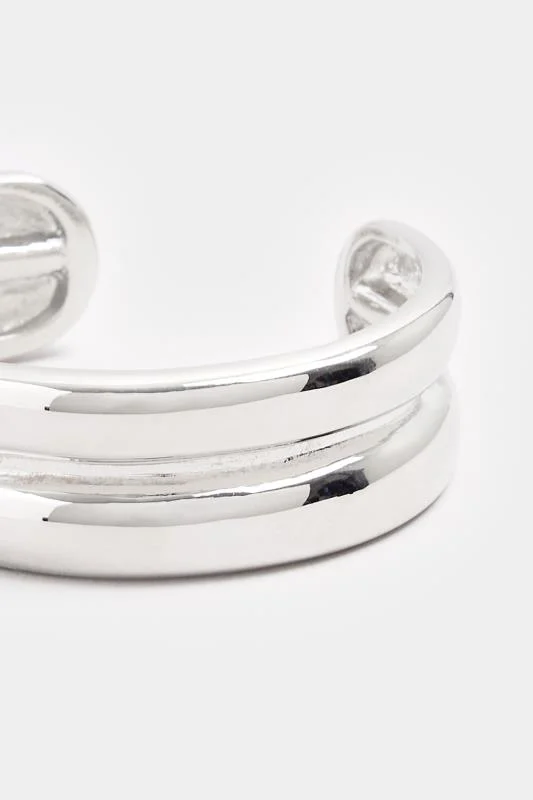 Silver Tone Double Cuff Bracelet 4 Silver Tone Double Cuff Bracelet