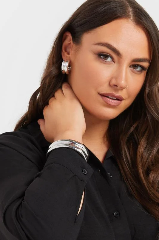 Silver Tone Double Cuff Bracelet