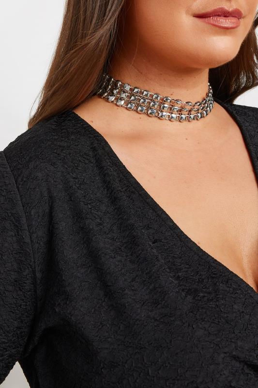 Silver Tone Stud Detail Choker