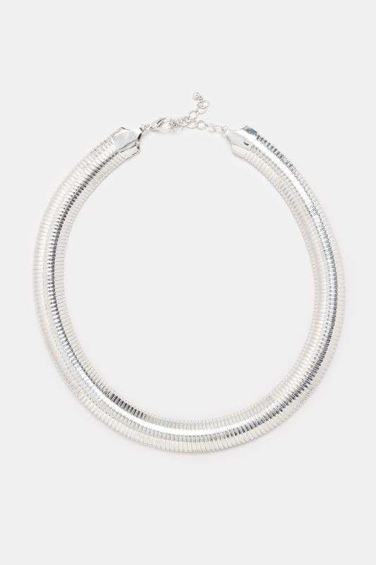 Silver Tone Coil Statement Necklace 3 Silver Tone Coil Statement Necklace