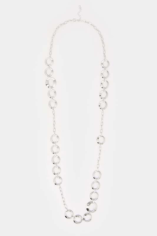 Silver Tone Circular Longline Necklace 3 Silver Tone Circular Longline Necklace
