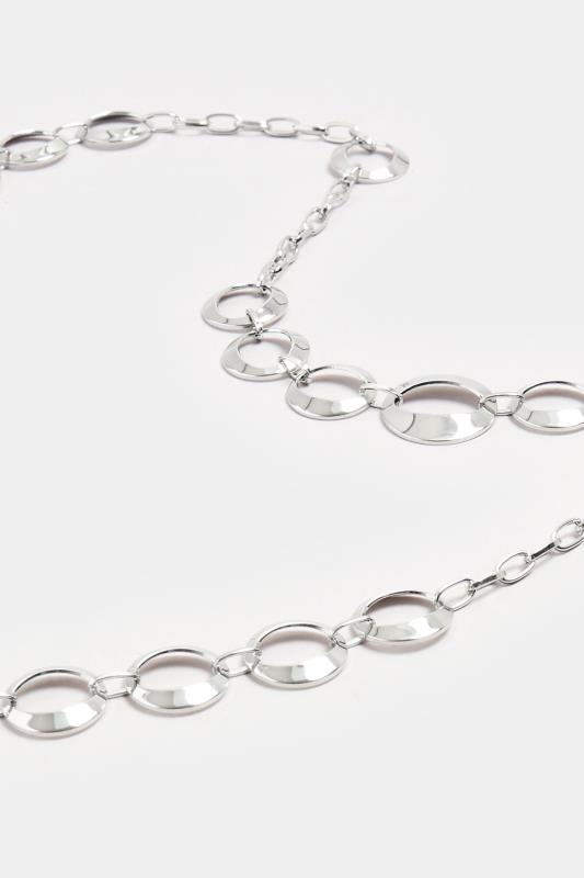 Silver Tone Circular Longline Necklace 4 Silver Tone Circular Longline Necklace