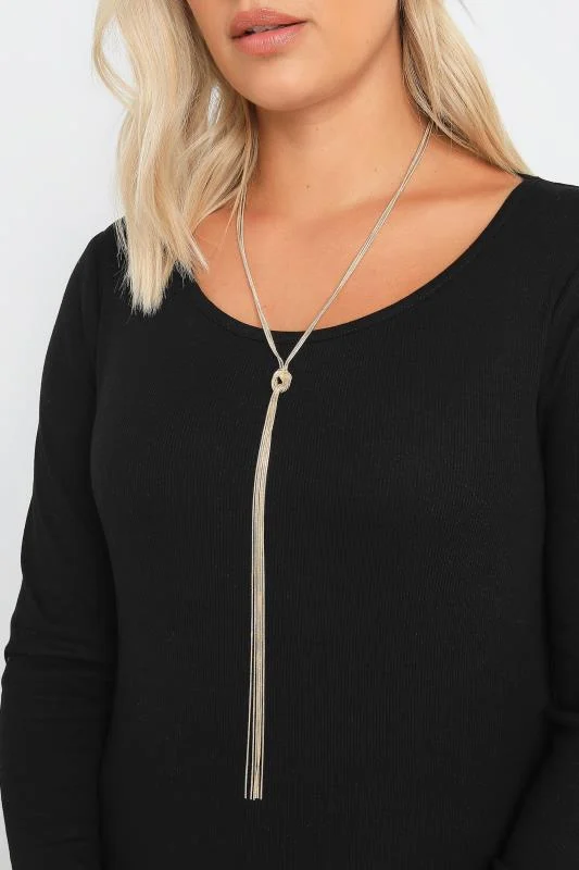 Gold Tone Multi Chain Knot Necklace