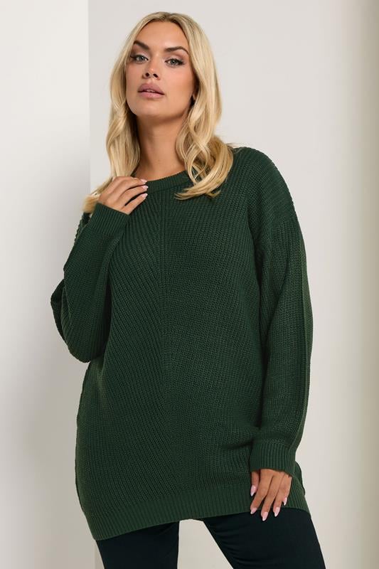 YOURS Curve Dark Green Essential Knitted Jumper