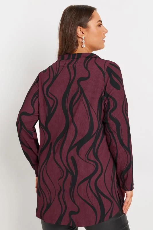 YOURS Curve Burgundy Red Swirl Print Textured Shirt 4 YOURS Curve Burgundy Red Swirl Print Textured Shirt