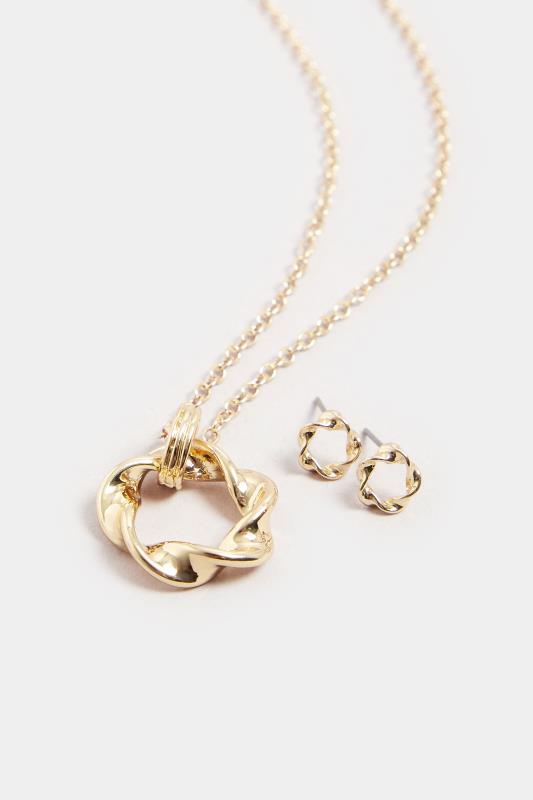 Gold Tone Twist Earrings & Necklace Set 4 Gold Tone Twist Earrings & Necklace Set