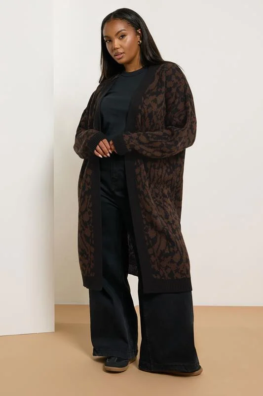 YOURS Curve Brown Leopard Print Midi Cardigan