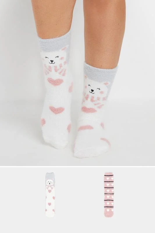 2 PACK Pink Polar Bear Ankle Socks
