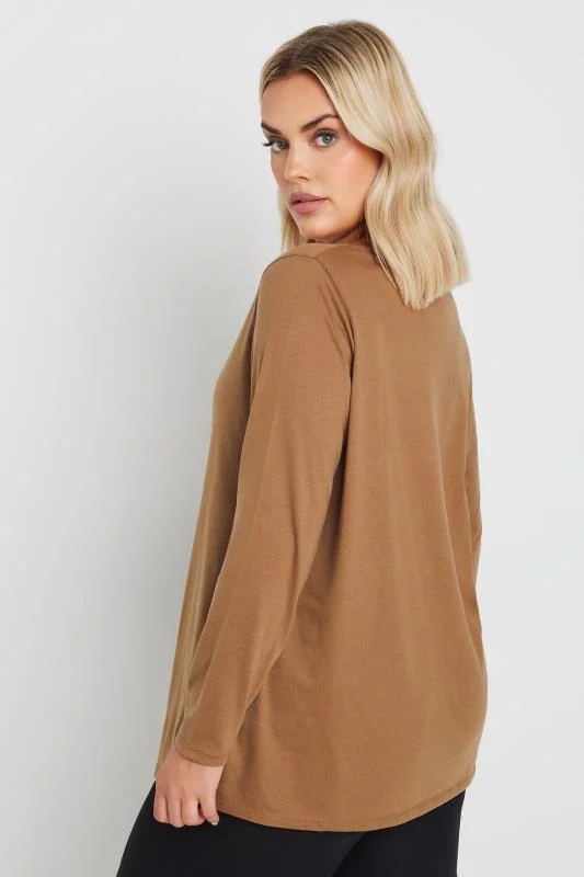 YOURS Curve Brown Core Long Sleeve T-Shirt 4 YOURS Curve Brown Core Long Sleeve T-Shirt