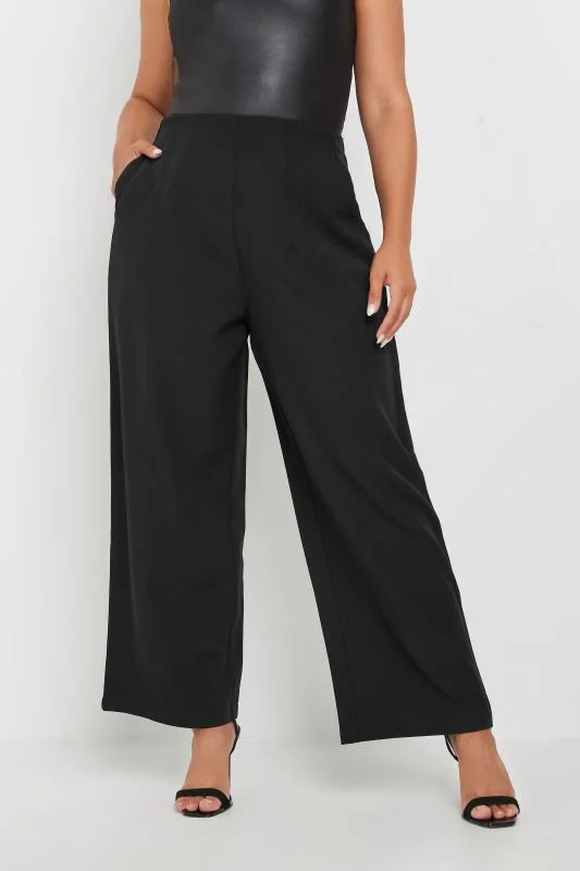YOURS Curve Black Darted Waist Wide Leg Trousers