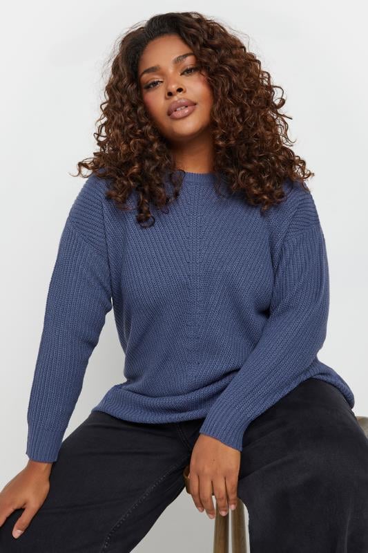 YOURS Curve Essential Denim Blue Knitted Jumper