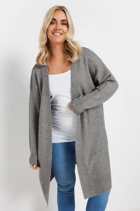 YOURS Curve Grey Soft Touch Knitted Cardigan