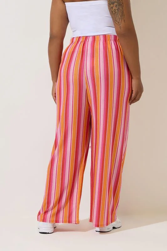 LIMITED COLLECTION Curve Red & Orange Stripe Wide Leg Trousers 4 LIMITED COLLECTION Curve Red & Orange Stripe Wide Leg Trousers