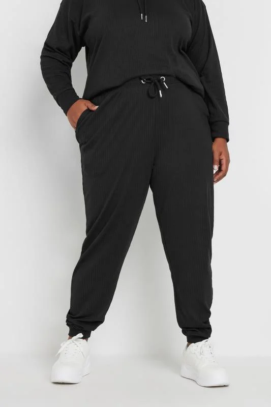 YOURS Curve Black Ribbed Joggers