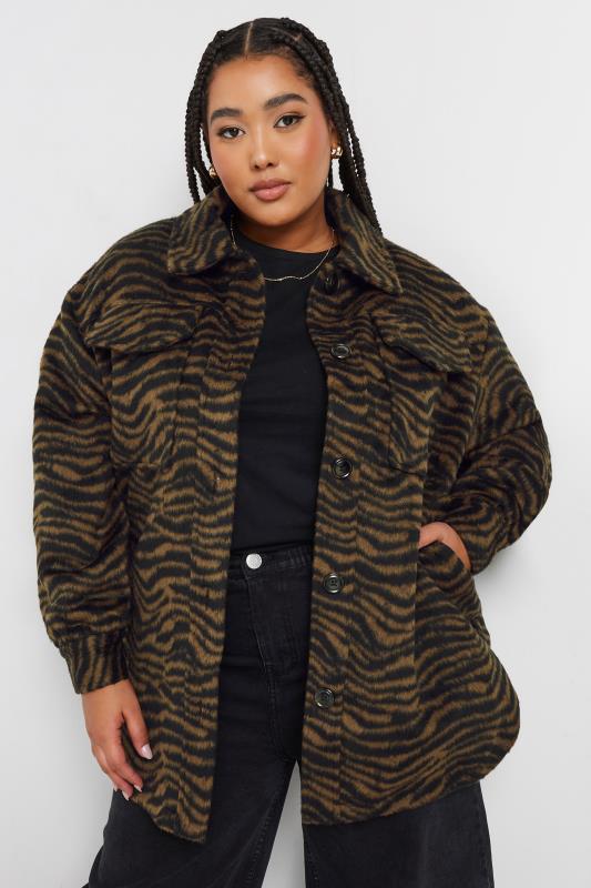 YOURS Curve Brown Zebra Print Shacket 3 YOURS Curve Brown Zebra Print Shacket