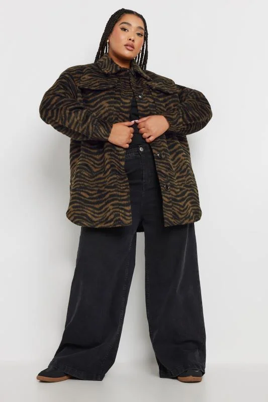 YOURS Curve Brown Zebra Print Shacket 4 YOURS Curve Brown Zebra Print Shacket