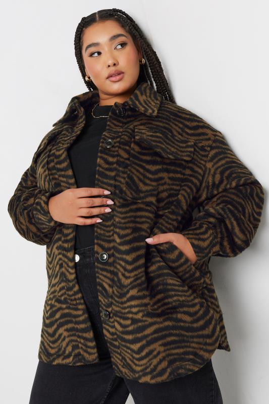 YOURS Curve Brown Zebra Print Shacket