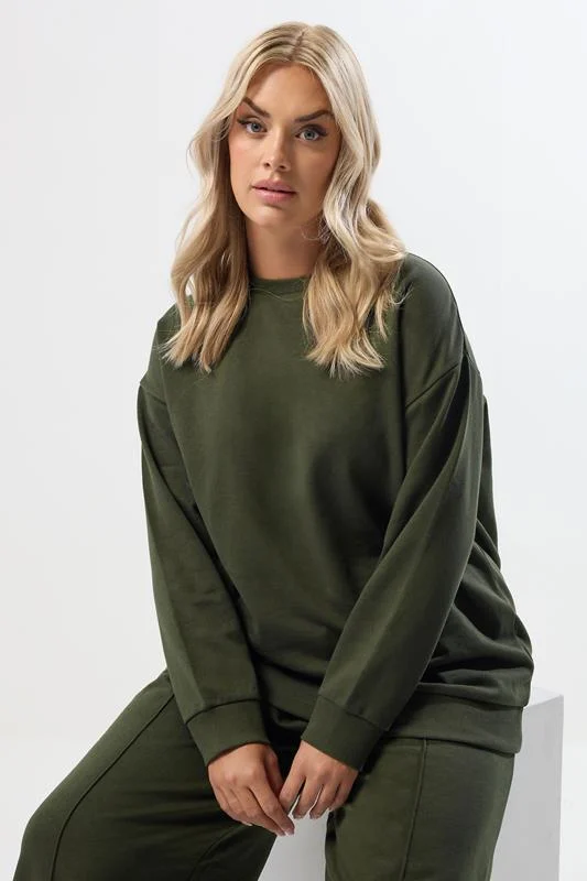 YOURS Curve Khaki Green Sweatshirt