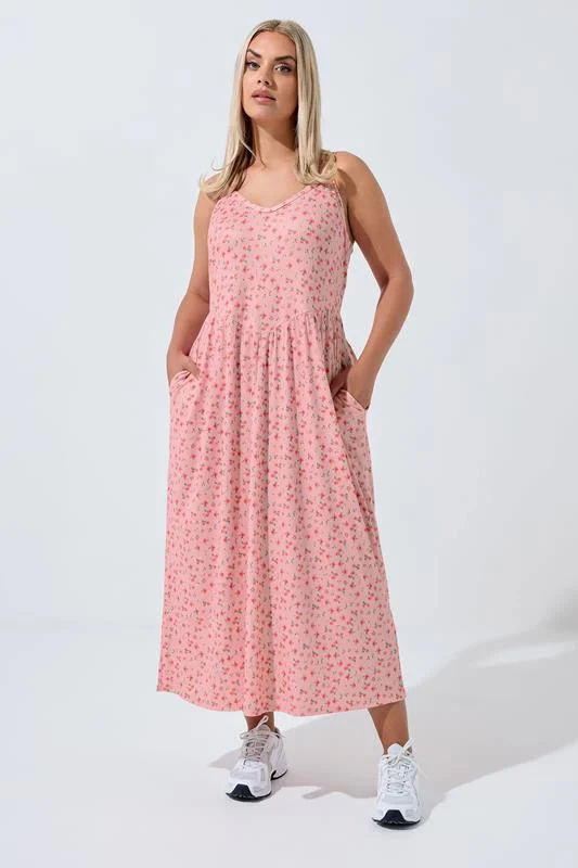 LIMITED COLLECTION Curve Pink Ditsy Floral Midaxi Dress