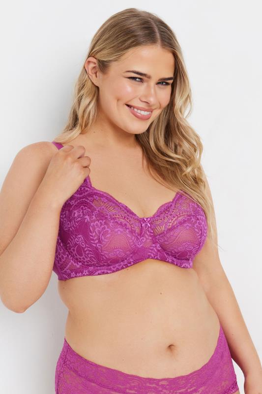 YOURS Curve Pink Lace Non-Padded Underwired Bra