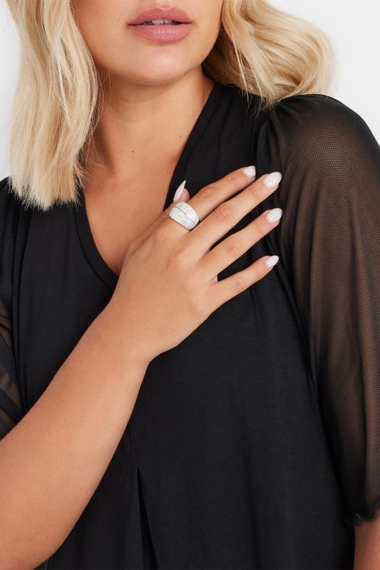 Silver Tone Textured Stretch Ring