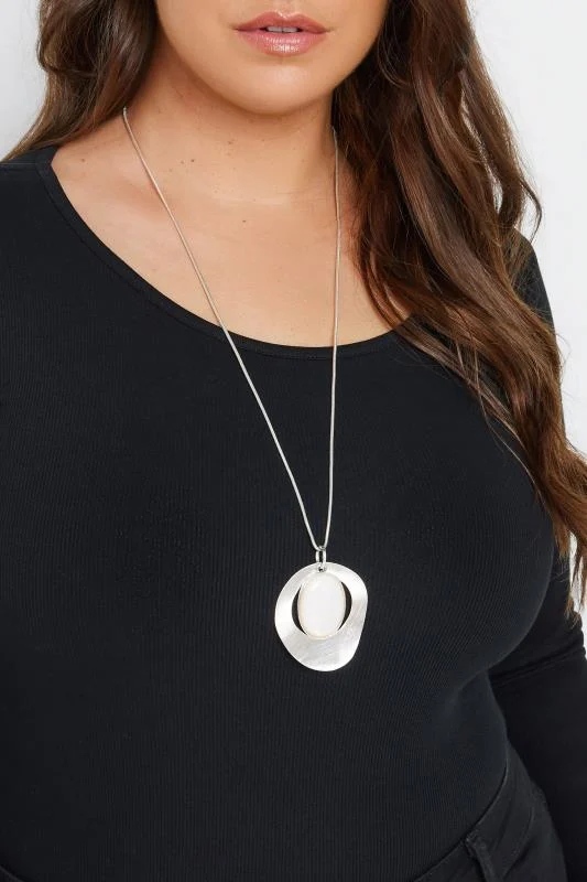 Silver Tone Gemstone Pendant Necklace
