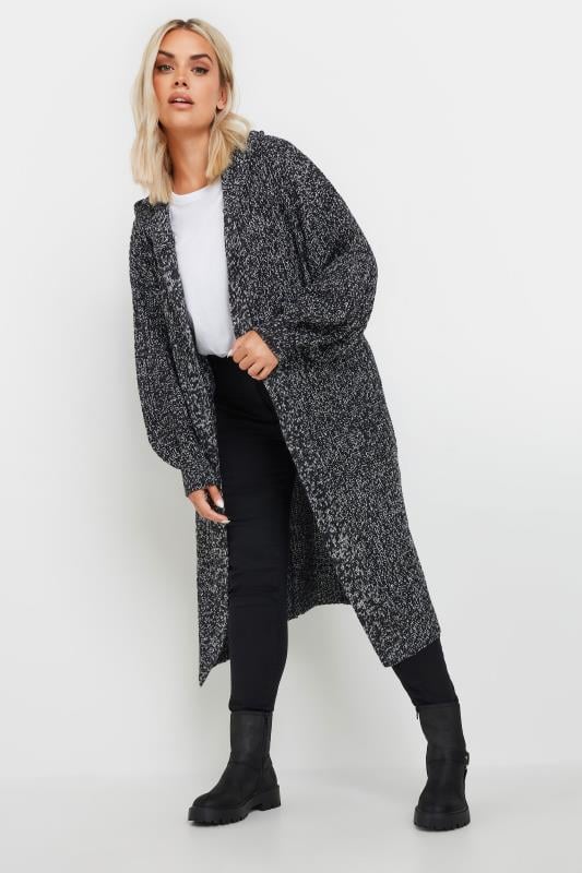 YOURS Curve Grey Hooded Longline Cardigan