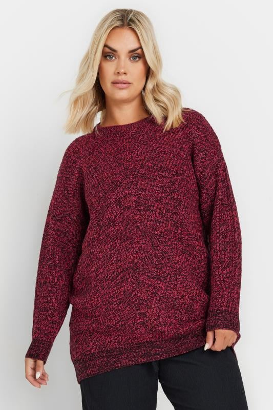 YOURS Curve Burgundy Red Twist Knit Jumper