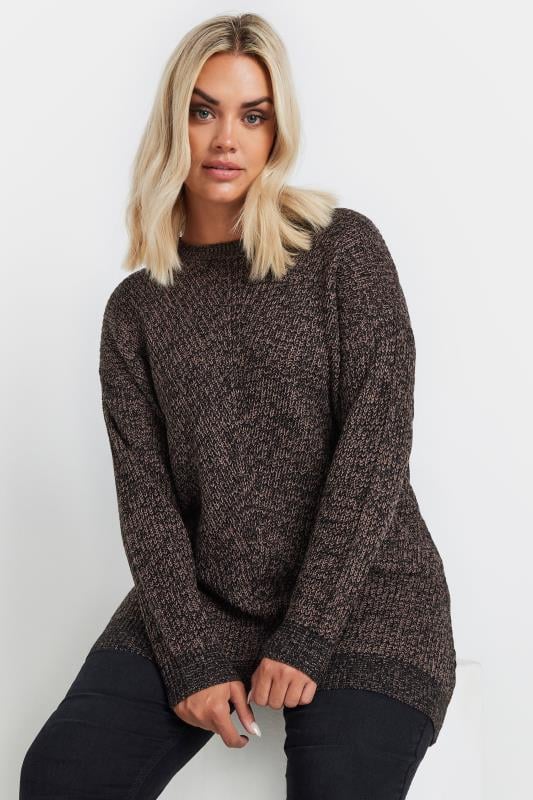YOURS Curve Brown Twist Knitted Jumper
