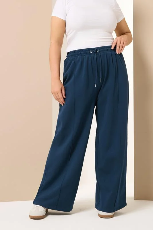 YOURS Curve Navy Blue Wide Leg Joggers